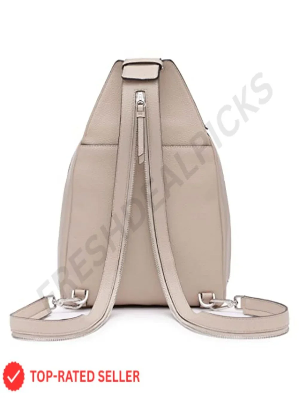 Convertible Vegan Leather Sling Backpack, Golden Hardware, Lightweight